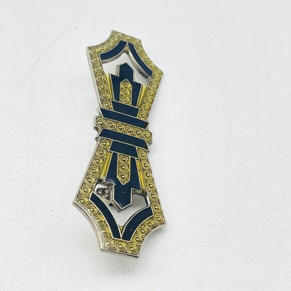 Vintage Art Deco Bar Pin Gold Tone Black Enamel Classic Career Cosplay LARP - Picture 4 of 6